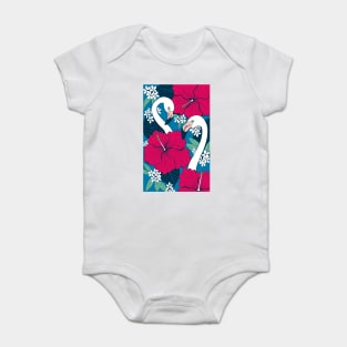 Flamingos and tropical flowers and leaves Baby Bodysuit